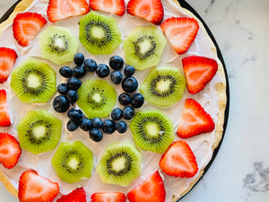 Summer fruit pizza with elderberry syrup